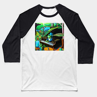 Weirdcore Surreal Frog Pianist Oil Painting Baseball T-Shirt